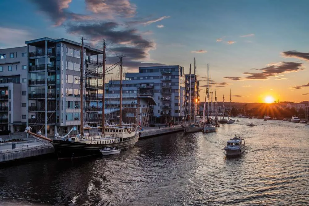 Sunset in Fredrikstad in Norway