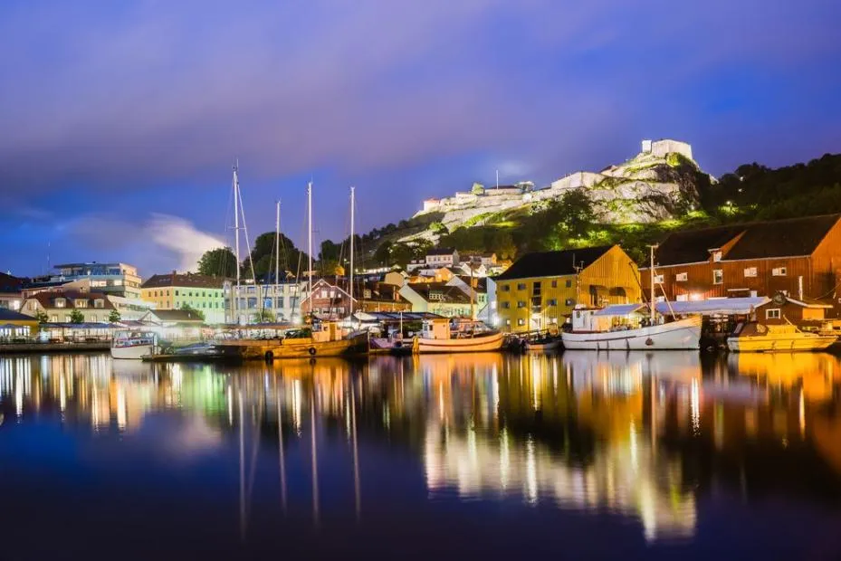 Fredriksten Fortress at night