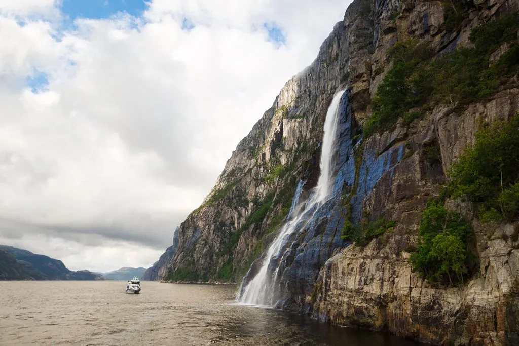 Norwegian Hengjanefossen Waterfall