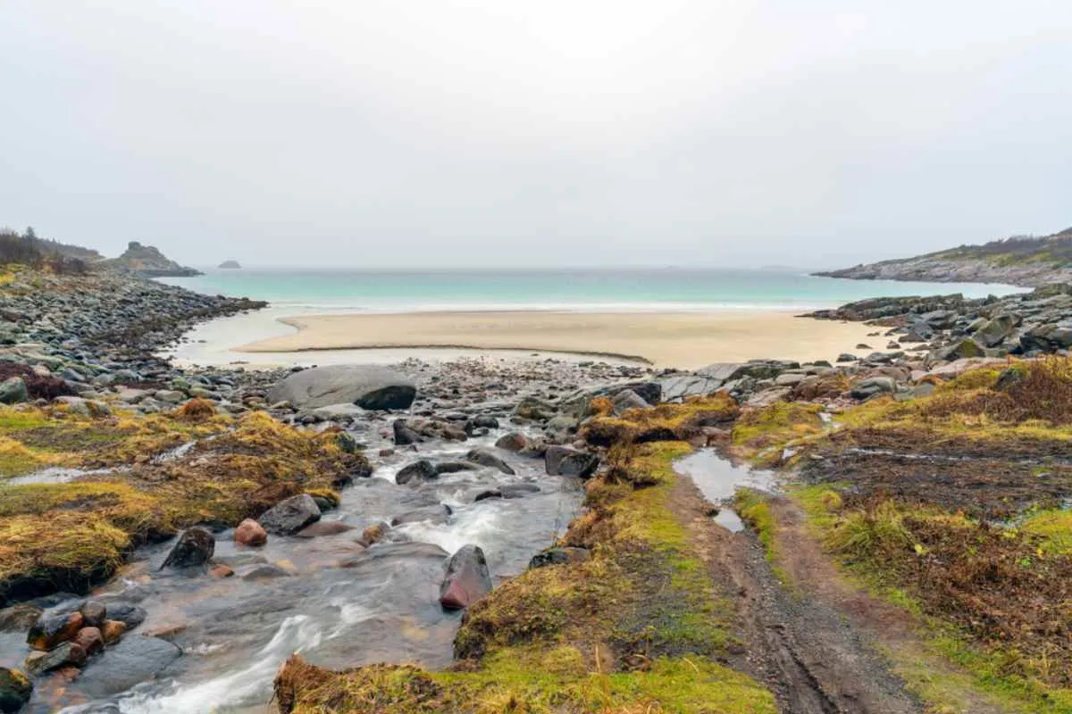 General view of Norway's Rorvikstranda Beach during a cloudy day.