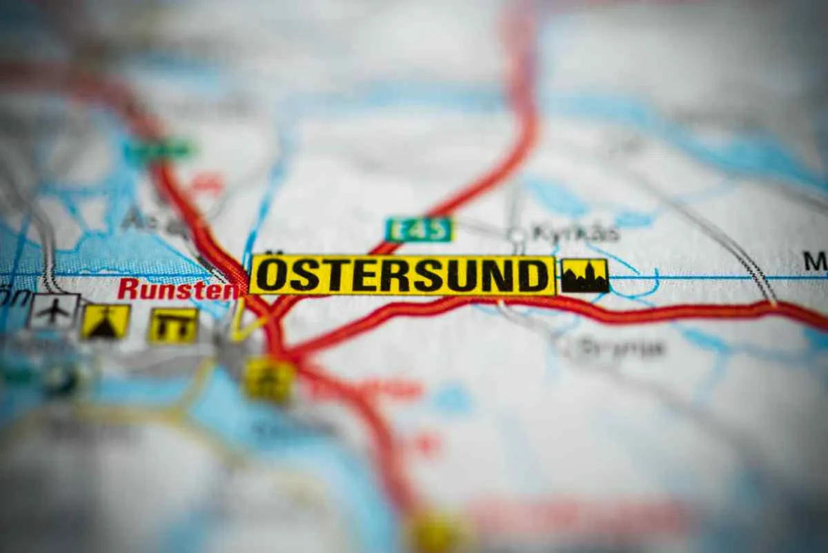 La città di Östersund segnata su una mappa