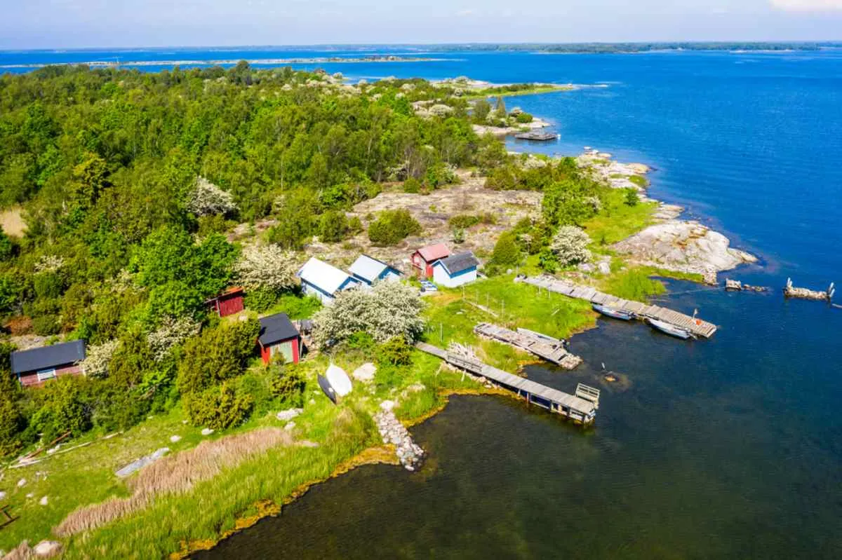 Vistas desde un dron del archipiélago de Blekinge